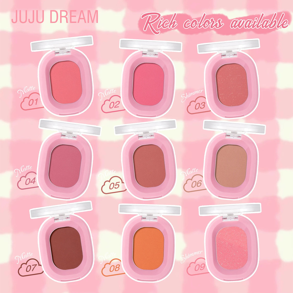 JUJU Dream Matte Blush Powder – Natural Nude Pink Finish Matte Blush Powder HIP
