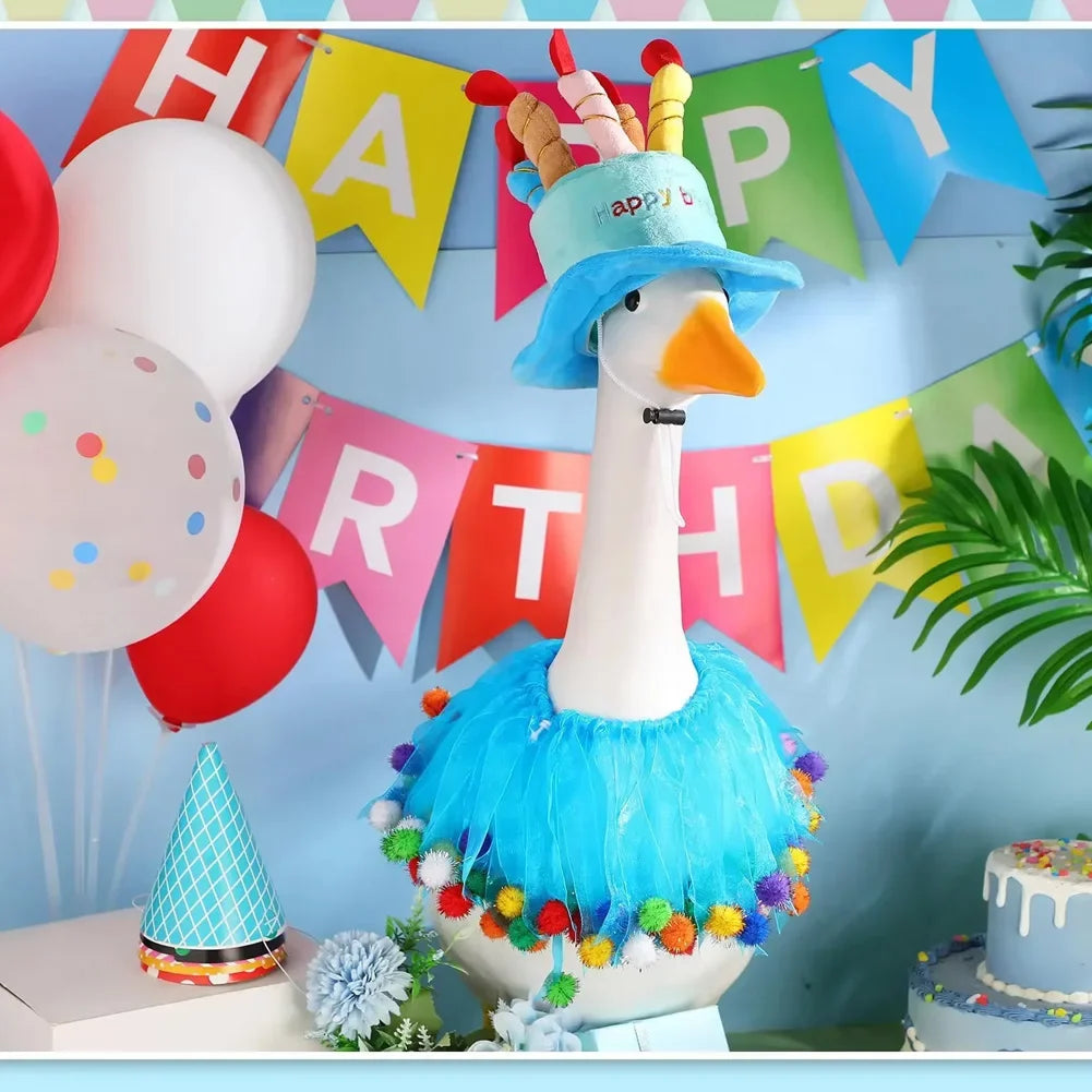 Birthday Porch Goose Outfit Party Hat Set 23 Inch Lawn Goose Clothes For Cement Plastic Goose Yard Garden Decor HIP