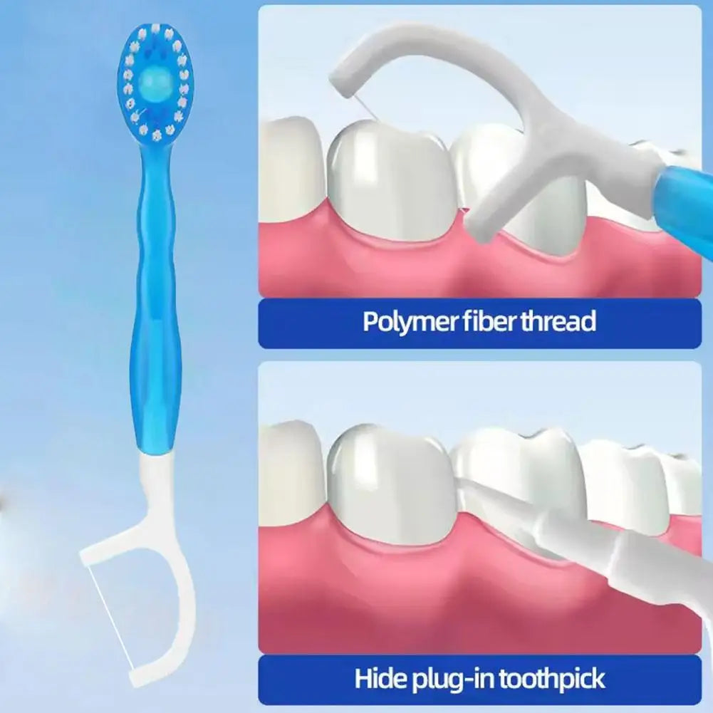 Disposable Toothbrush With Mint Exploding Beads Portable Travel Manual Toothbrush With Floss Pick Waterless Oral Cleaning Tool HIP