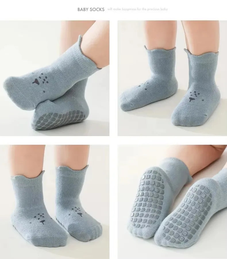 Kids Anti-Slip Cotton Cartoon Boat Socks – Boys & Girls Kids Grip Socks HIP