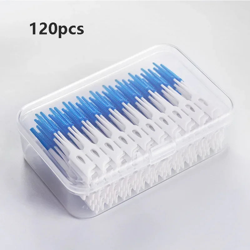 RUZOFO Interdental Silicone Brushes 40–200pcs | Oral Care Interdental Brush HIP C623-blue 120Pcs
