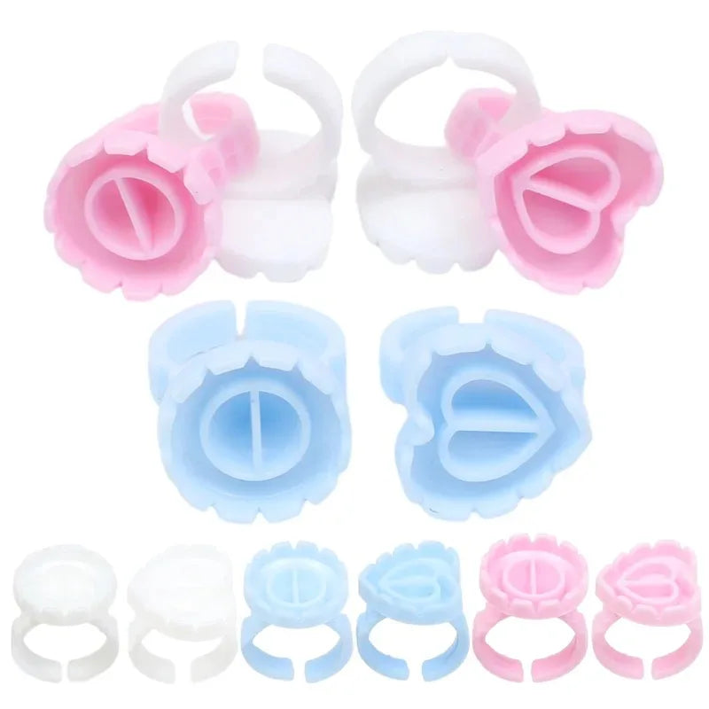 100-Pack Disposable Lash Glue Ring Cups & Tattoo Pigment Holders Lash Glue Ring Cups HIP