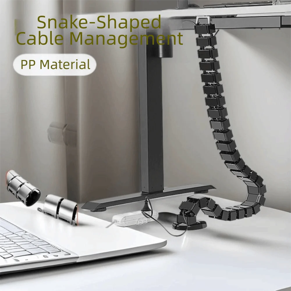 Wire Spine Cable Sleeve – Clamp-On Vertebrae Snake Design Cable Management Sleeve HIP
