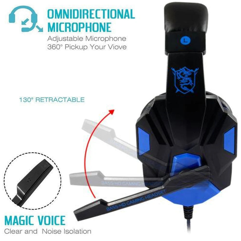 SEamopar Wired Gaming Headset 3.5mm – Stereo Bass & Mic Wired Gaming Headset HIP