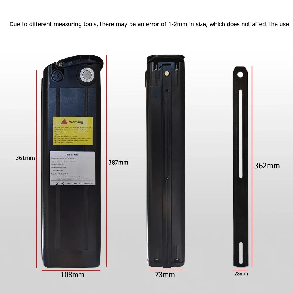 36V 30Ah Silver Fish Lithium Ion E-Bike Battery | 18650 Pack E-Bike Battery Pack HIP