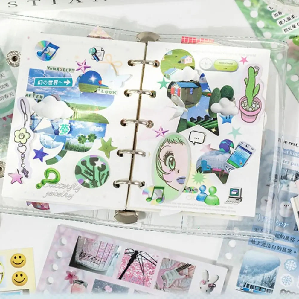 Retro Y2K 30-Page Sticker Book – Japanese Cartoon Scrapbook DIY Sticker Book HIP