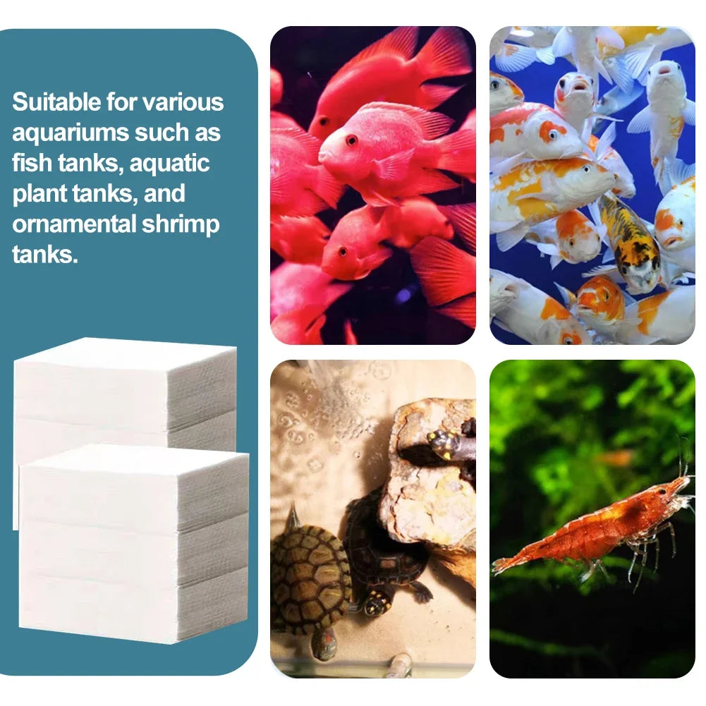 Efficient Fish Tank Water Absorption Filter Paper 50/100/200Pcs Fish Tank Aquarium Odor Removal Filter Cleaning Supplies HIP