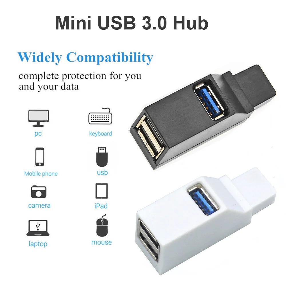 OULLX USB 3.0 Hub – 3-Port Mini Splitter for PC & Laptop USB Hub Adapter HIP