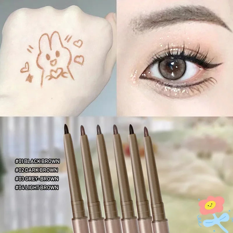 Eyeliner Lying Silkworm Gel Pencil 2in1 Waterproof Long-lasting Non-Smudge Black Brown Eyebrow Pen for Beginner Makeup Cosmetics HIP