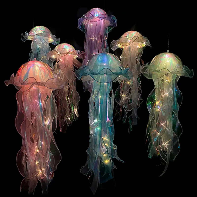 Jellyfish Lamp Portable Lantern Kids Children Bedroom Hanging Night Light Under The Sea Colorful Mermaid Ocean Party Home Decor HIP