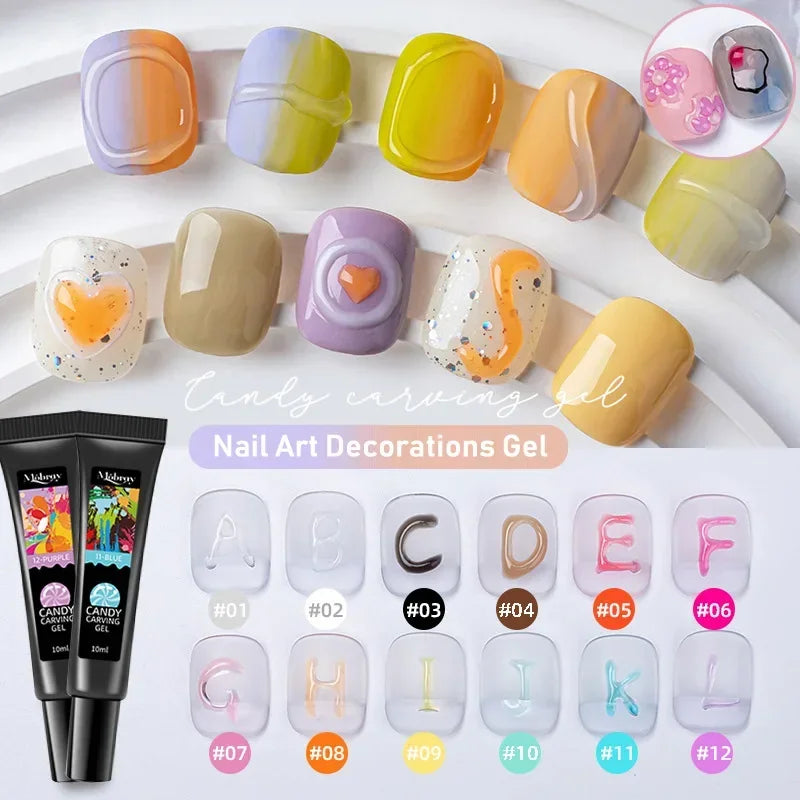 Nail Art Decorations Gel PVC Hose Modeling Phototherapy UV Nail Polish Glue INS Transparent Gummy Carving Jelly 5D Nail Art Gum HIP