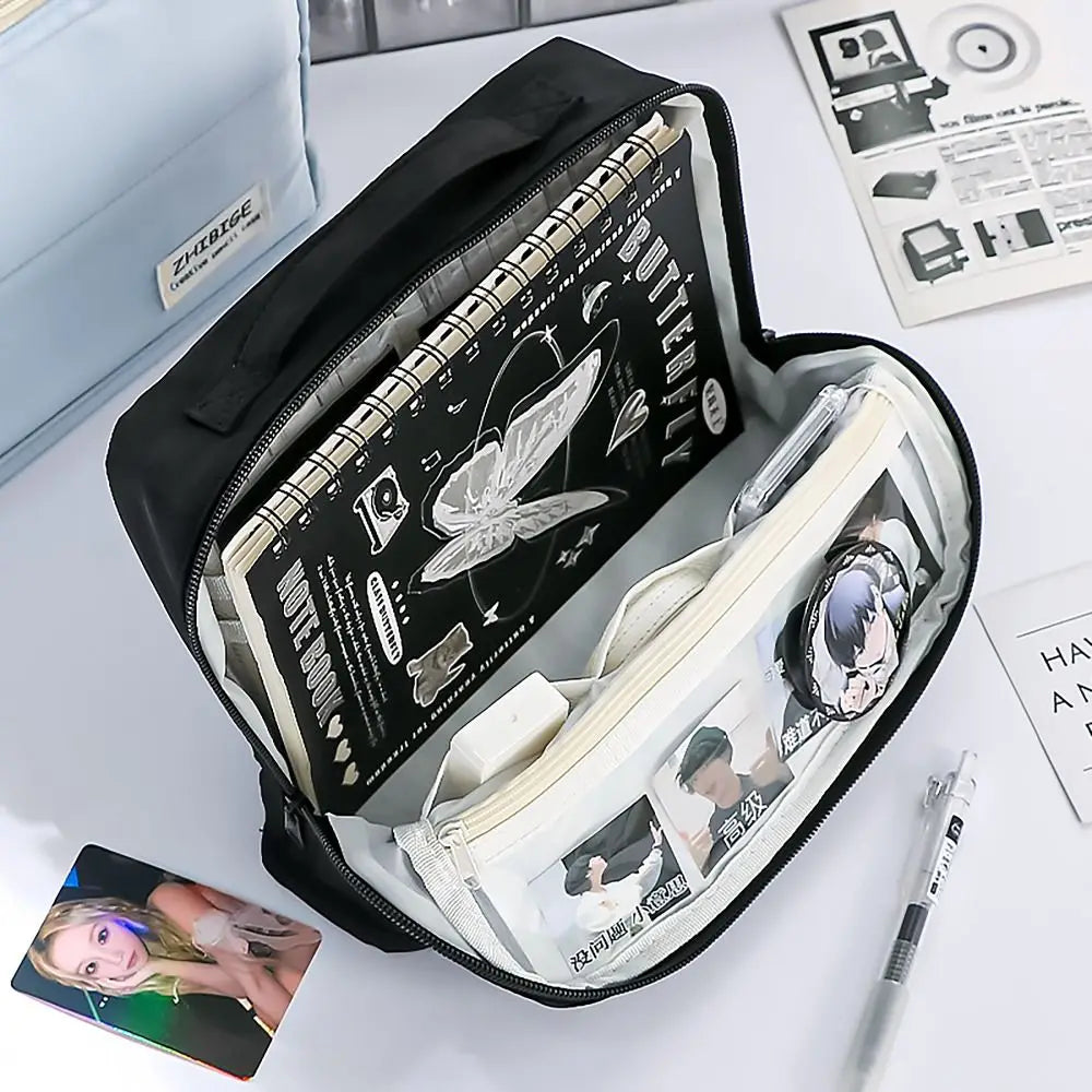 Large Capacity 11-Layer Canvas Pencil Case with Handle Pencil Case Organizer HIP