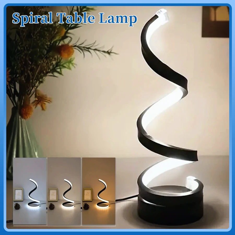 USB Plug in Creative Spiral Table Lamp Dimmable 3 Colors Adjustable For Living Room Bedroom Office Bedside Desk Nightstand Lamp HIP