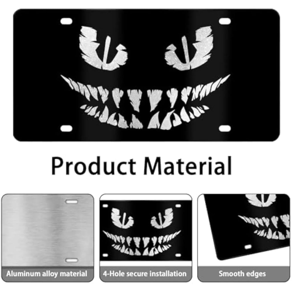 Evil Monster Smile Aluminum Vanity License Plate | Novelty Car Tag Novelty License Plate HIP