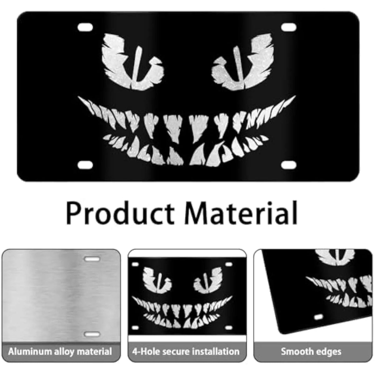 Evil Monster Smile Aluminum Vanity License Plate | Novelty Car Tag Novelty License Plate HIP