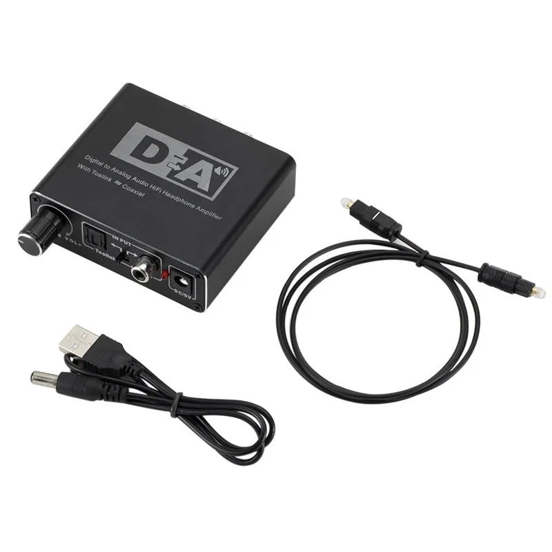 HiFi DAC Amp Digital To Analog Audio Converter RCA 3.5mm Jack Headphone Amplifier with Toslink Optical Coaxial Input Output HIP black