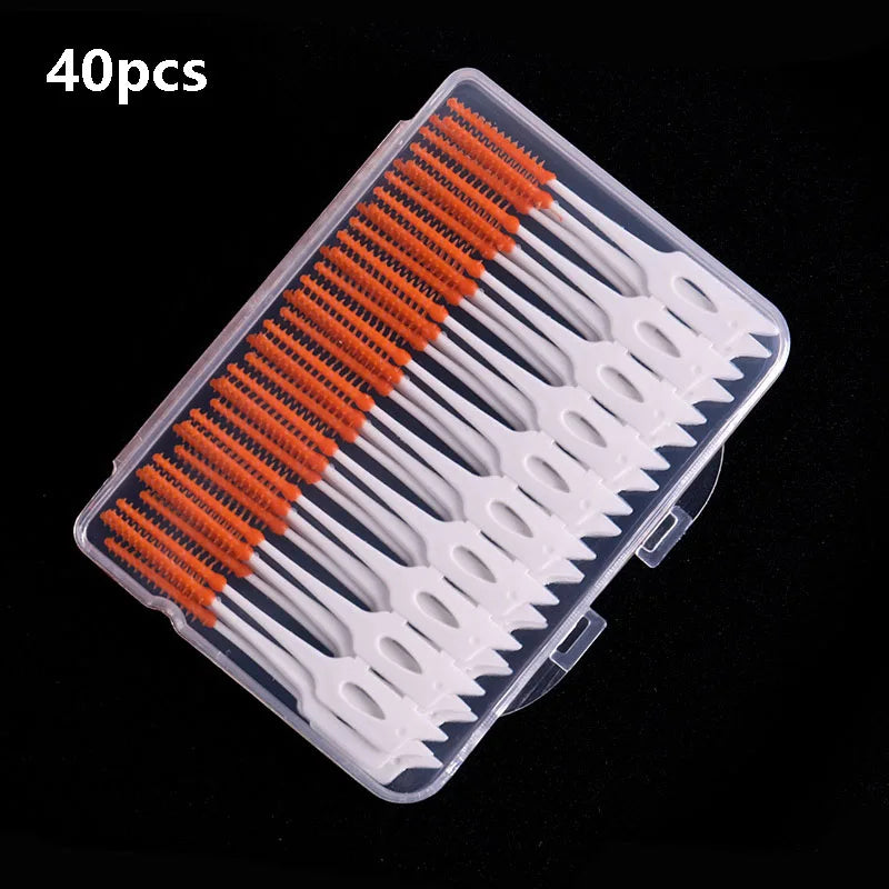 RUZOFO 200/400pc Silicone Interdental Brushes – Oral Care Interdental Brush HIP C623-orange 40pcs