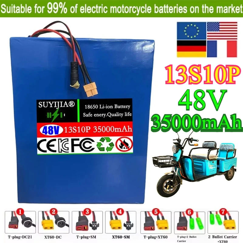 48V 35Ah Lithium Battery Pack 13S10P 2000W Built-in BMS Lithium Battery Pack HIP