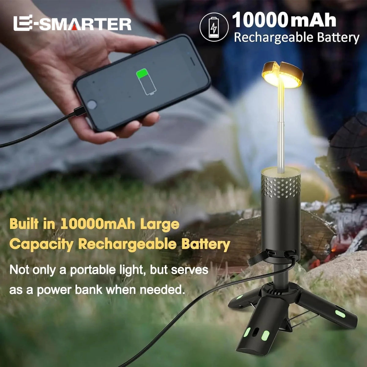 ESMARTER Telescopic Camping Lantern 10000mAh LED Searchlight Telescopic Camping Lantern HIP