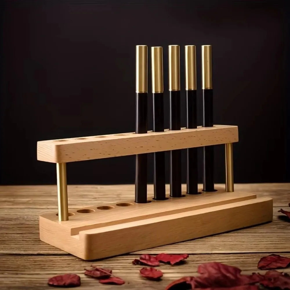 Walnut Wood 9-Slot Pen Holder & Phone Stand | Desk Organizer Desk Organizer HIP