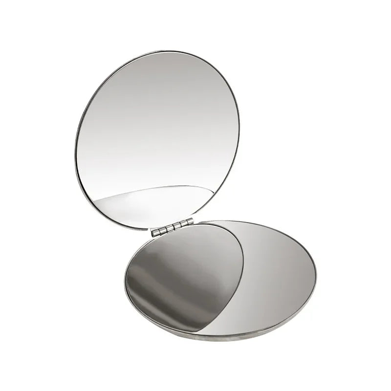 Foldable Double-Sided Pocket Mirror – Stainless Steel Travel Compact Makeup Mirror HIP