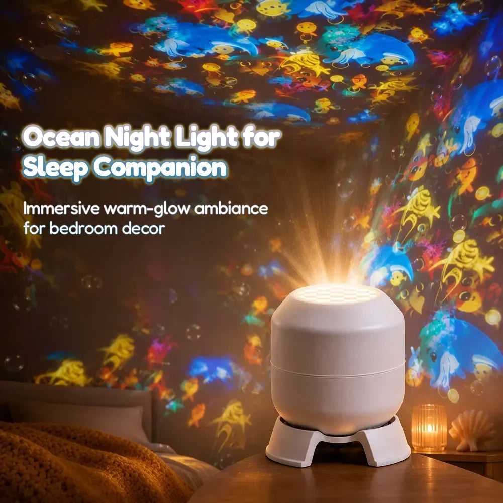 For Bedroom Use USB LED Ocean Car Rabbit Projector Colorful Rotating Atmosphere Night Light HIP