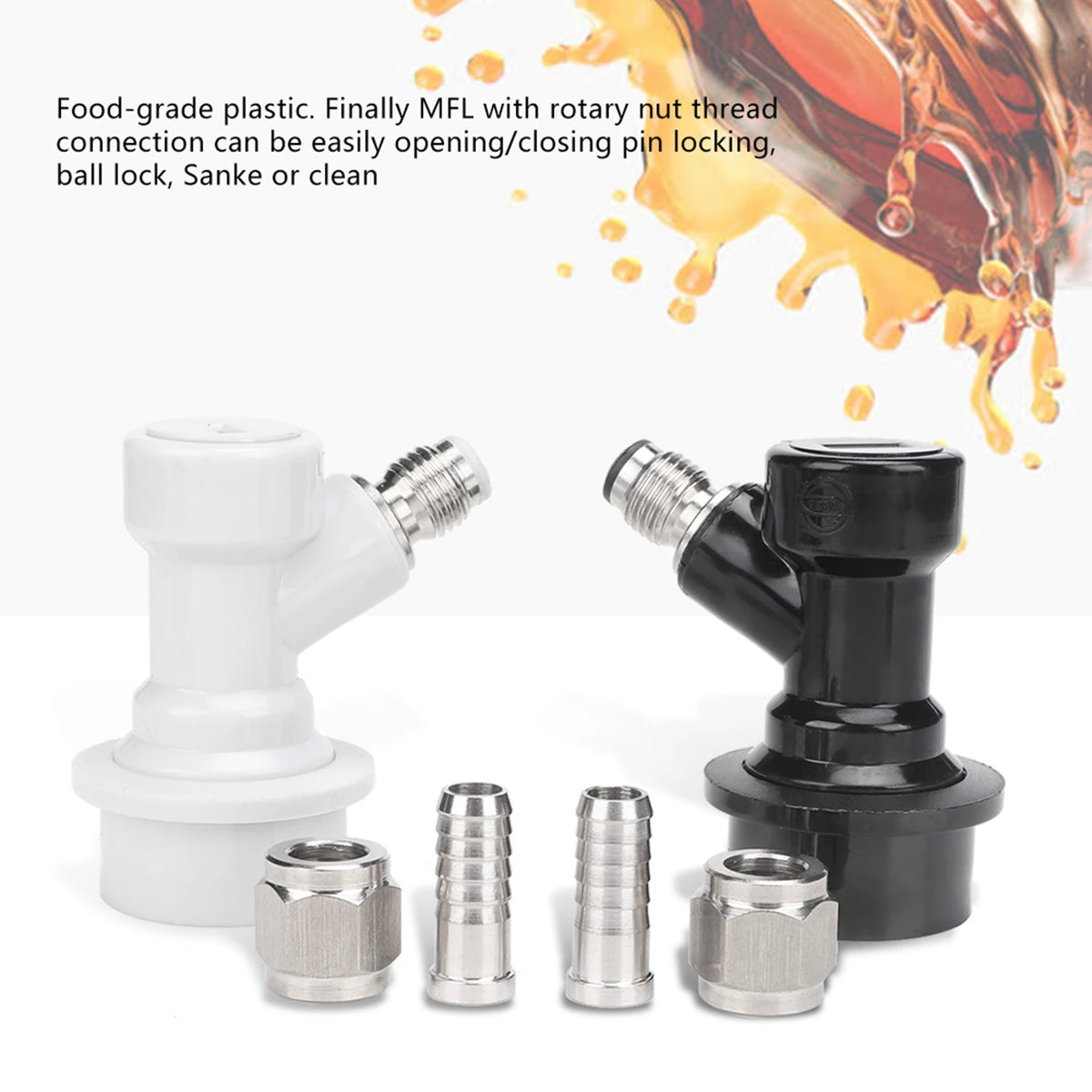 Threaded Ball Lock Keg Fittings Plastic Connector with Adapter Clamp Ball Lock Keg Fittings Plastic Ball Lock Ball Lock Keg HIP
