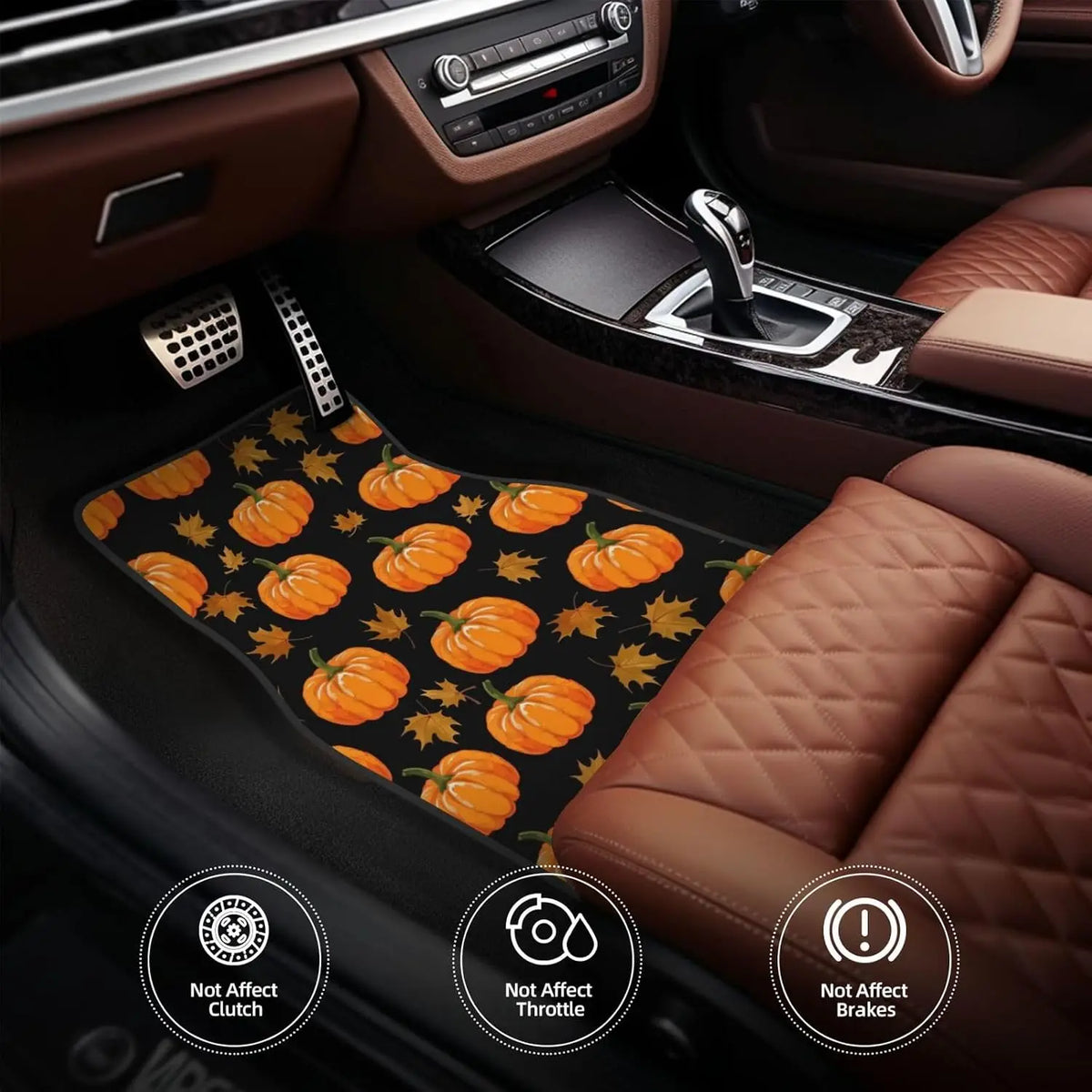 Maple Leaf Orange Car Floor Mats – 4-Piece All-Weather Set Car Floor Mats HIP