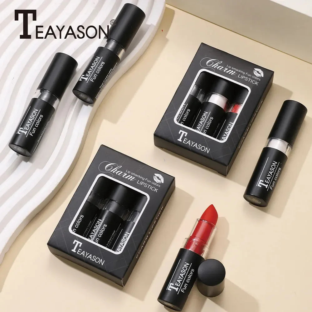TEAYASON Velvet Matte Lipstick Set – Black, White & Red Matte Lipstick Set HIP