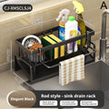 Kitchen Stainless Steel Sink Drain Rack Sponge Storage Faucet Holder Soap Drainer Towel Rack Shelf Organizer Kitchen Accessories HIP Black