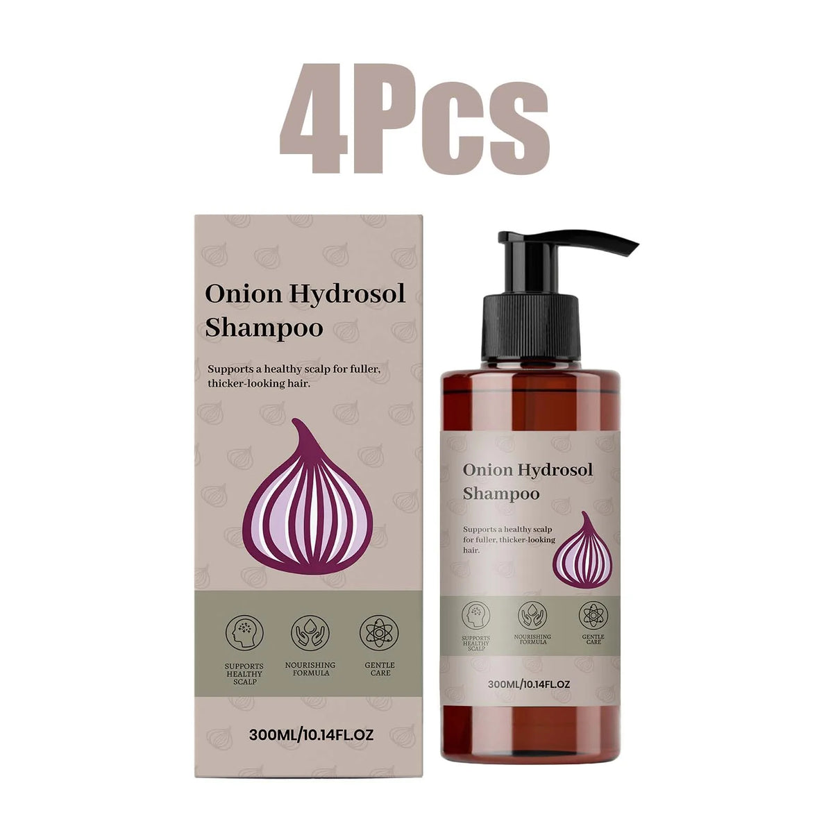 Onion Hydrosol Shampoo 300ml – Sulfate-Free Scalp Nourishing Scalp Nourishing Shampoo HIP 4Pcs