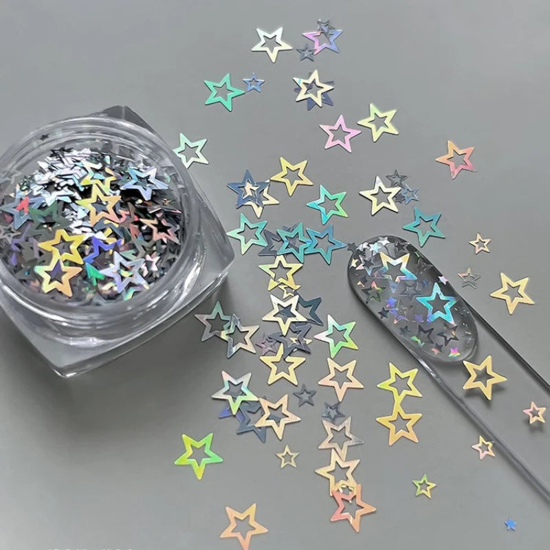 Ultrathin Laser Hollow Pentagram Sequin Butterfly Round Star Heart Glitter Powder Nail Art Accessories Decorations Manicure Tool HIP Color