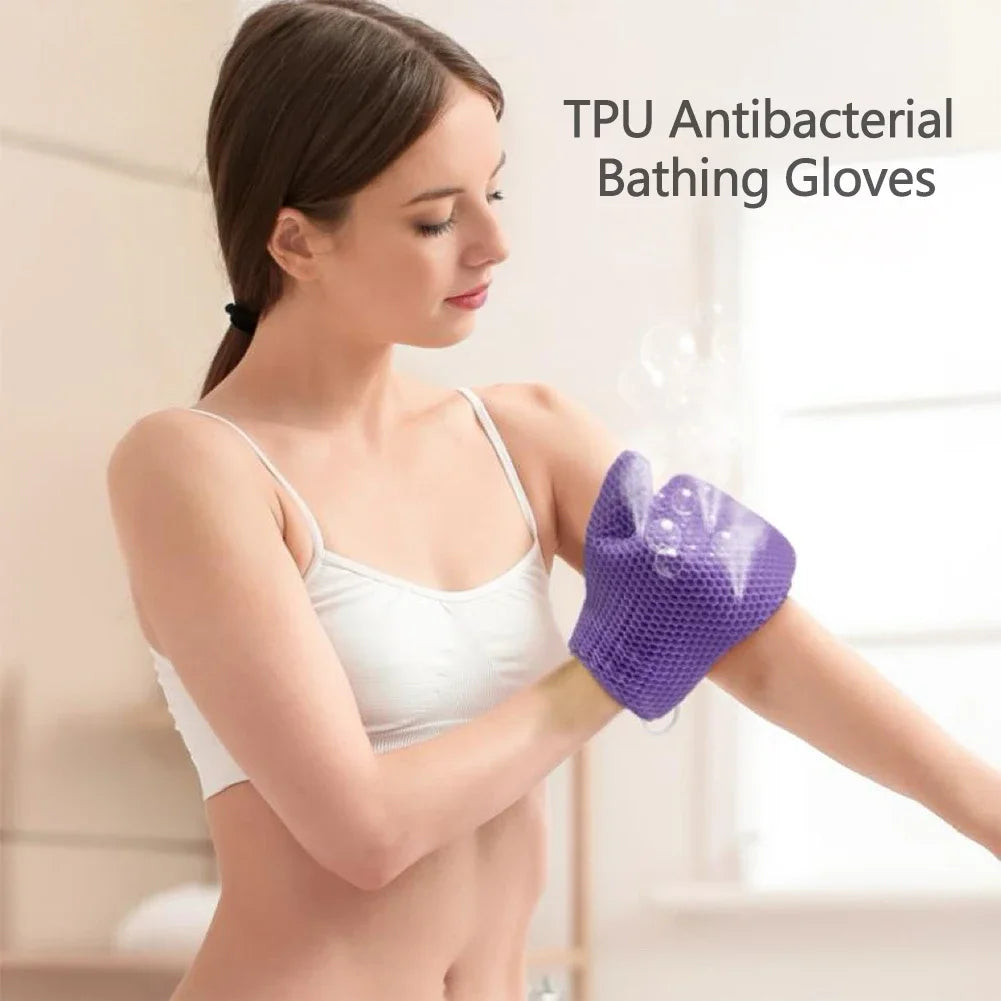 Elastic TPU Exfoliating Shower Glove Quick Dry Body Scrubber Sponge Bathroom Body Cleaning Supplies Honeycomb Weave Shower Glove HIP