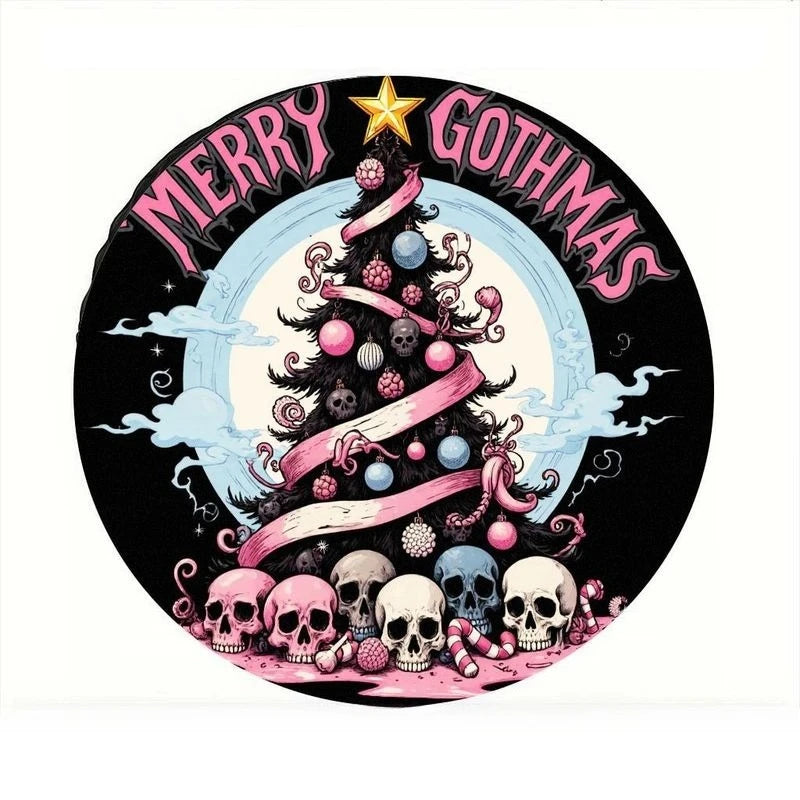 Gothic Christmas Tire Cover – Skull Santa Design for SUVs & Trucks Spare Tire Cover HIP 1 14in