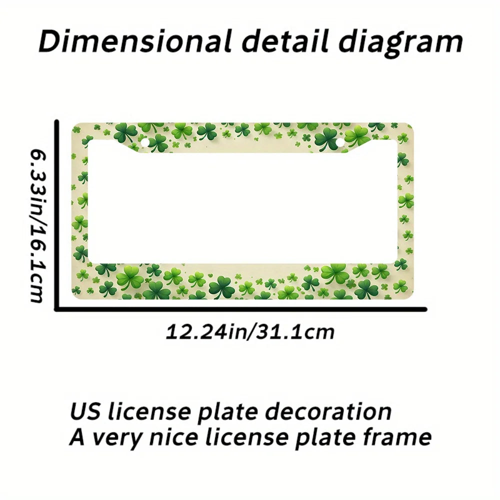 St. Patrick's Day Green Clover Aluminum License Plate Frames 2pk License Plate Frame HIP