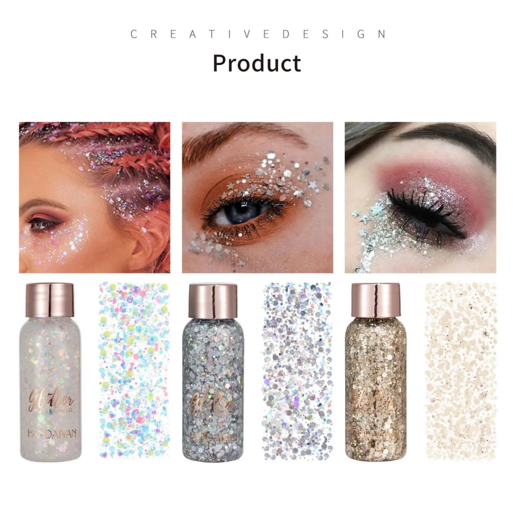 HANDAIYAN 9-Shade Glitter Gel – Face, Body, Eyes & Hair Glitter Body Gel HIP