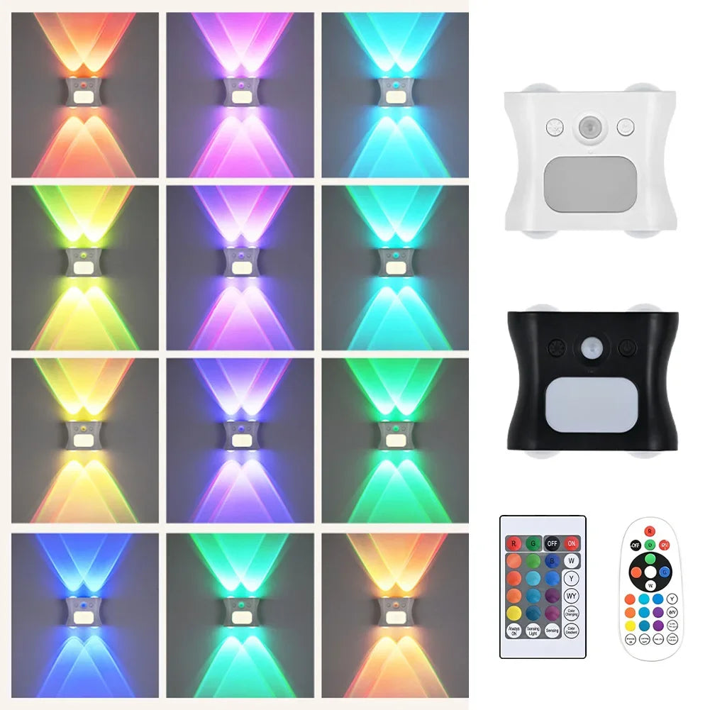Magnetic Rechargeable RGB Smart Wall Lamp 1200Mah Dimmable Atmosphere Night Light With Remote & Motion Sensor For Bedroom HIP