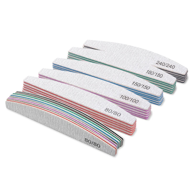 Professional Half Moon Nail Files 80–240 Grit | Manicure Set Nail File Set HIP