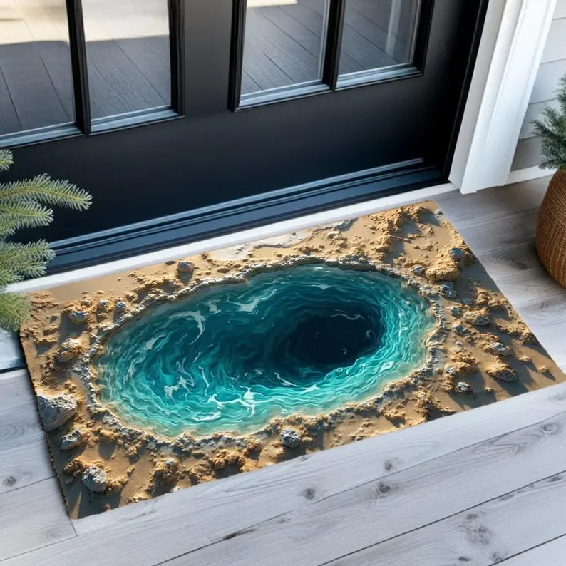 2D Vortex Black Hole Area Rug – Non-Slip Washable Floor Mat Optical Illusion Area Rug HIP 1 40x60cm-Felt