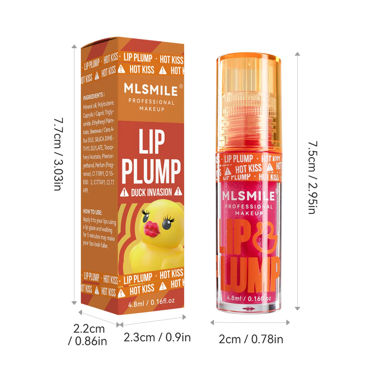 MLSMILE Duck Lip Plumping Oil Gloss – Hydrating Mirror Shine Lip Oil Gloss HIP