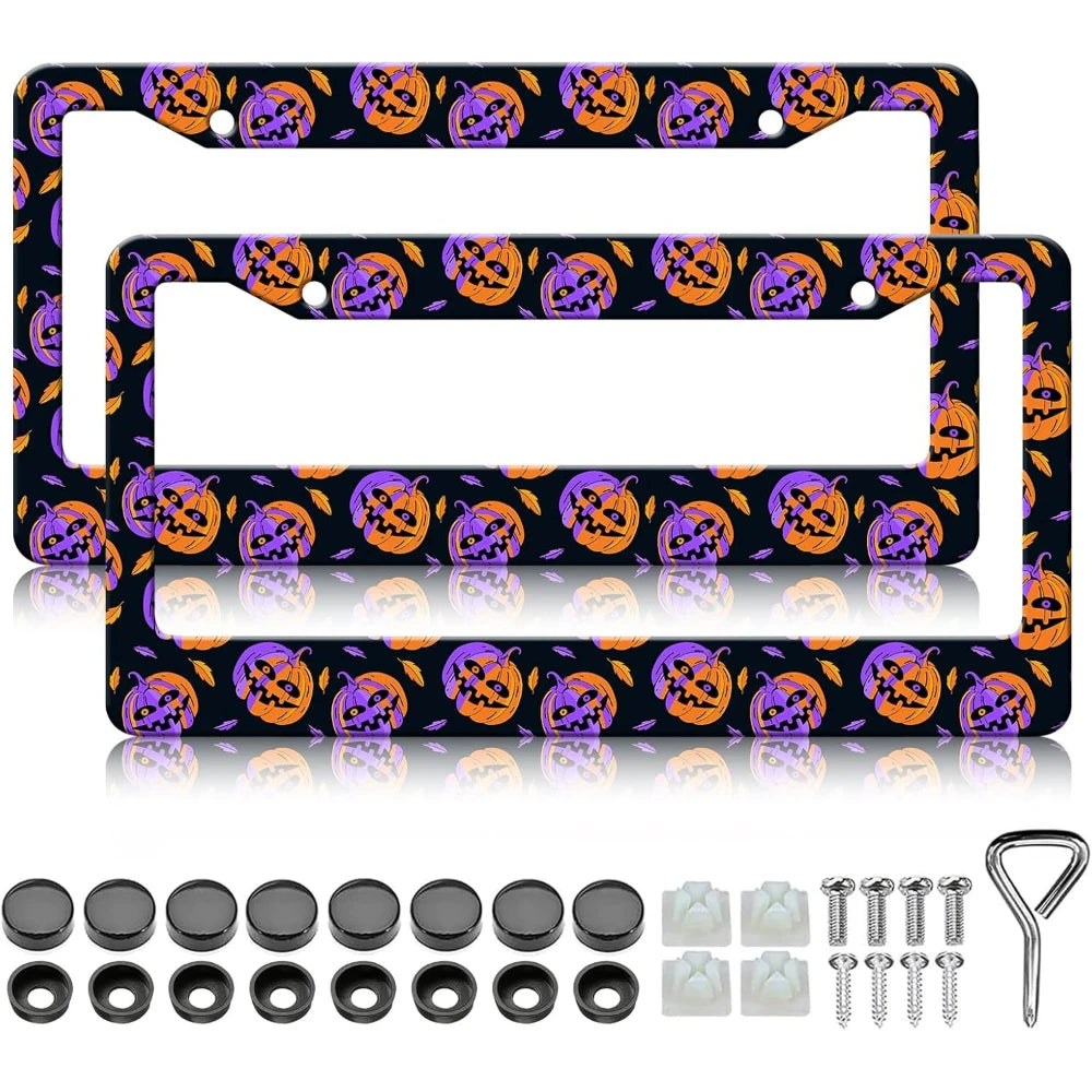 2-Pack Halloween Pumpkin License Plate Frames – Aluminum License Plate Frame HIP 1