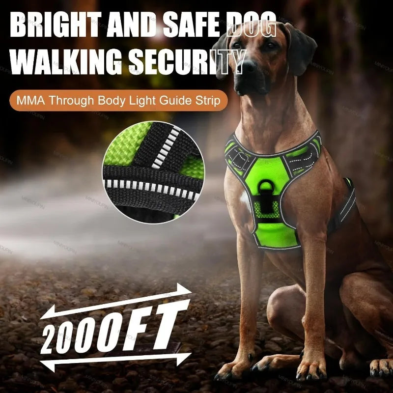 LED Light-Up Dog Harness – 3 Modes, Rechargeable Night Vest LED Dog Harness HIP