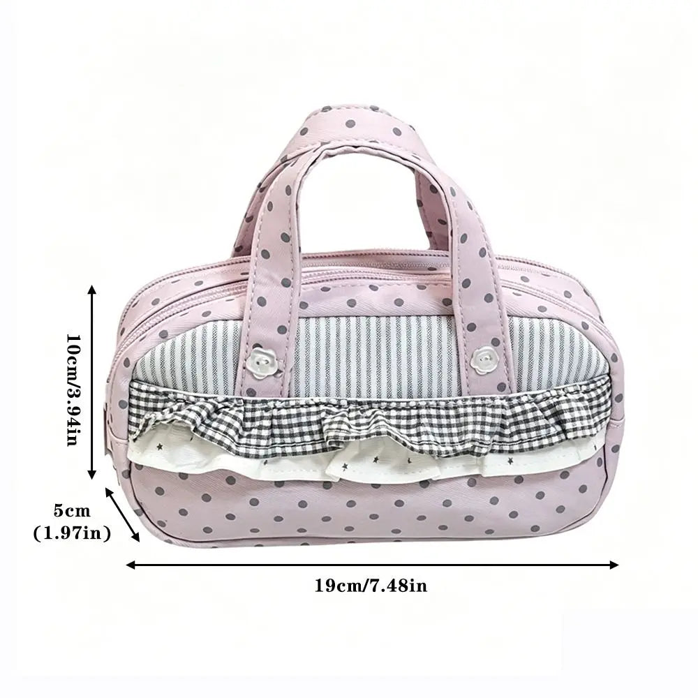 Pink Polka Dot Plaid Pencil Case – Itabag Multi-Compartment Pencil Case HIP