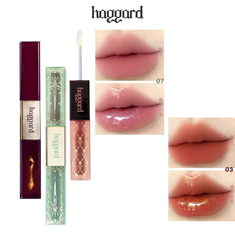 Haggard 2-in-1 Double Head Lip Gloss – Matte & Glitter Lip Gloss Duo HIP