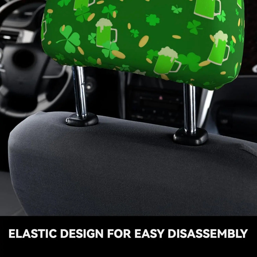 St. Patrick's Day Car Headrest Covers – 2-Piece Universal Fit Car Headrest Covers HIP