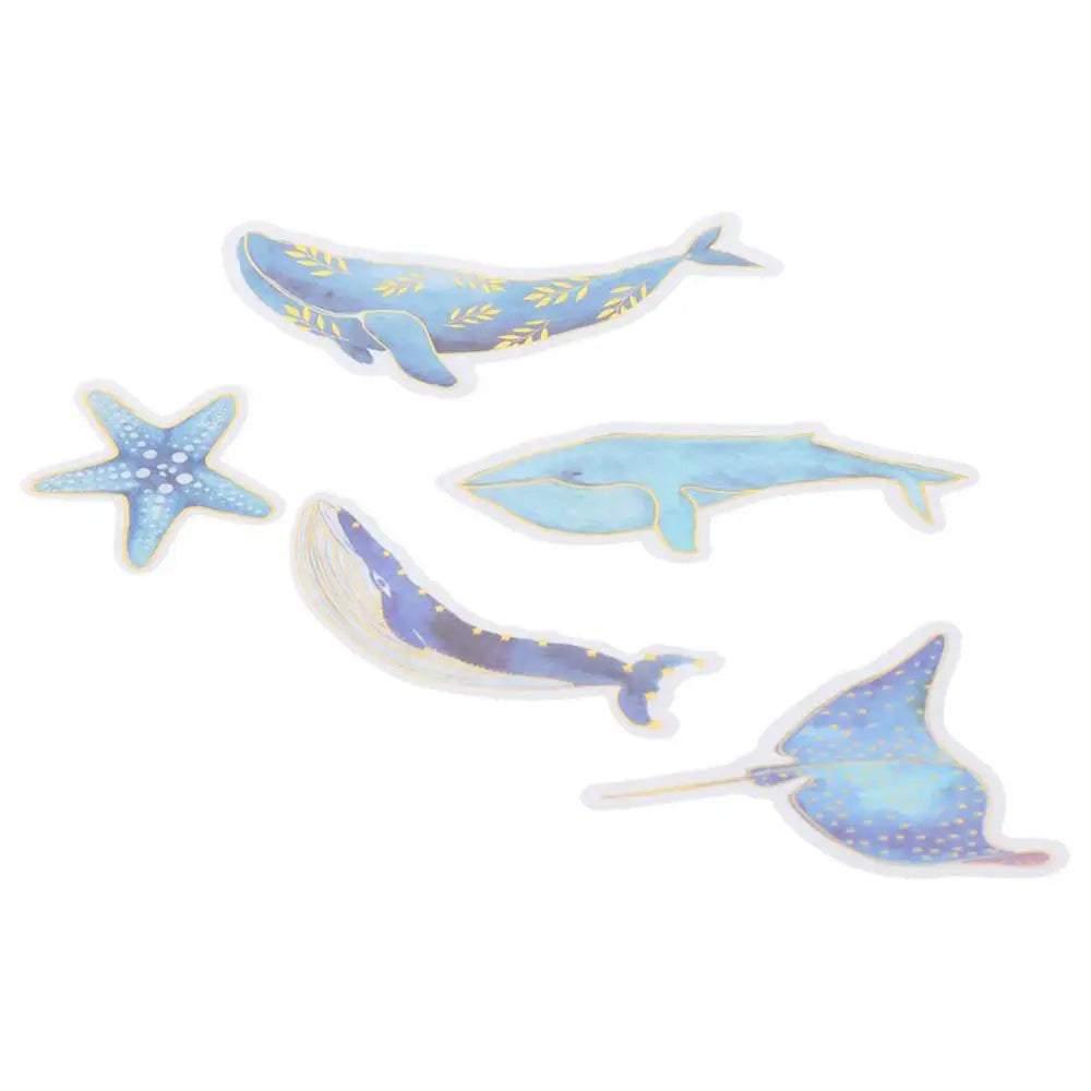 60-Pc Marine Life Washi Paper Stickers – Blue & White DIY Washi Paper Stickers HIP