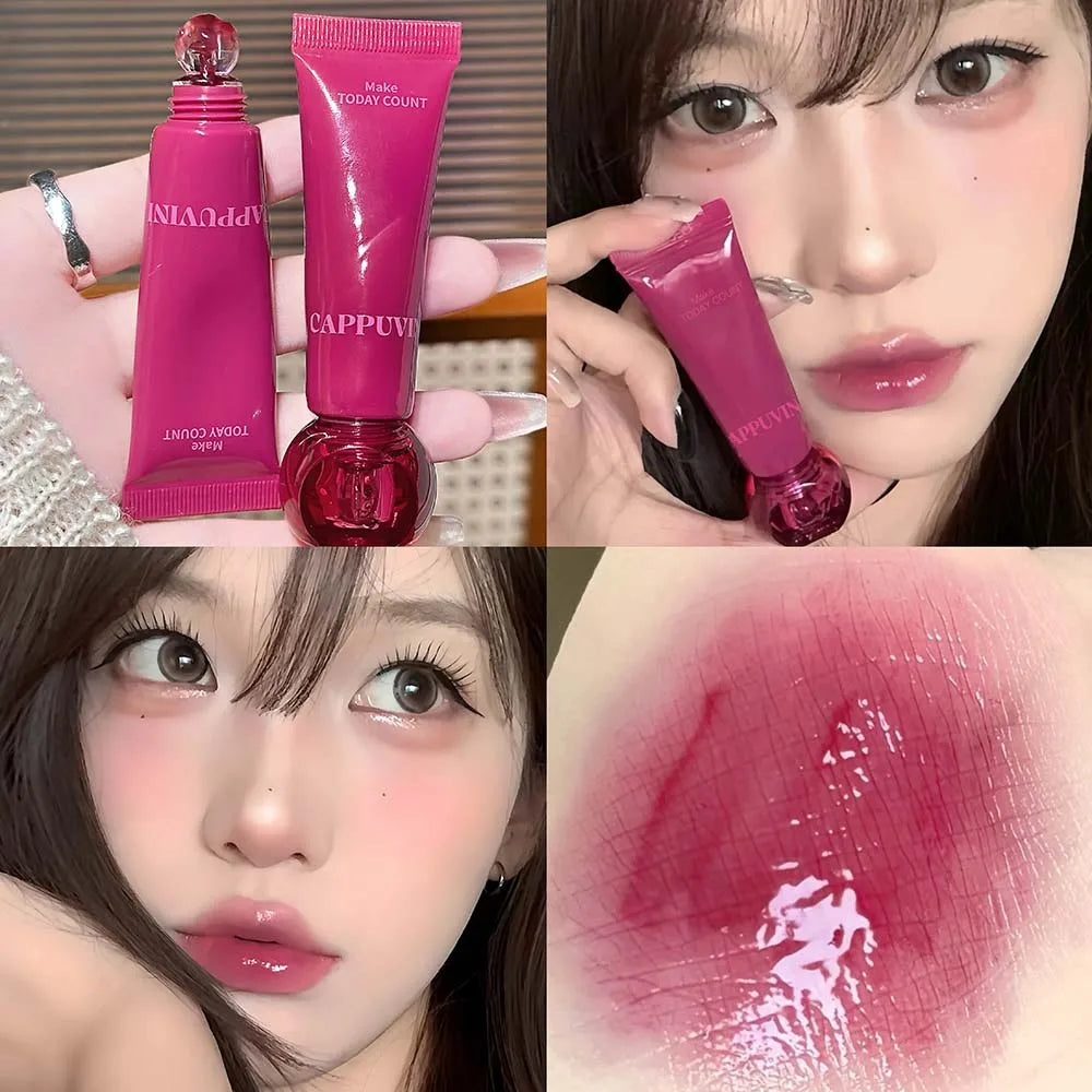 Fruit Essence Hydrating Lip Gloss Korean Clear Water Glow Lip Tint Juicy Jelly Shine Glaze Non-Sticky Lightweight Lip Oil Makeup HIP 05