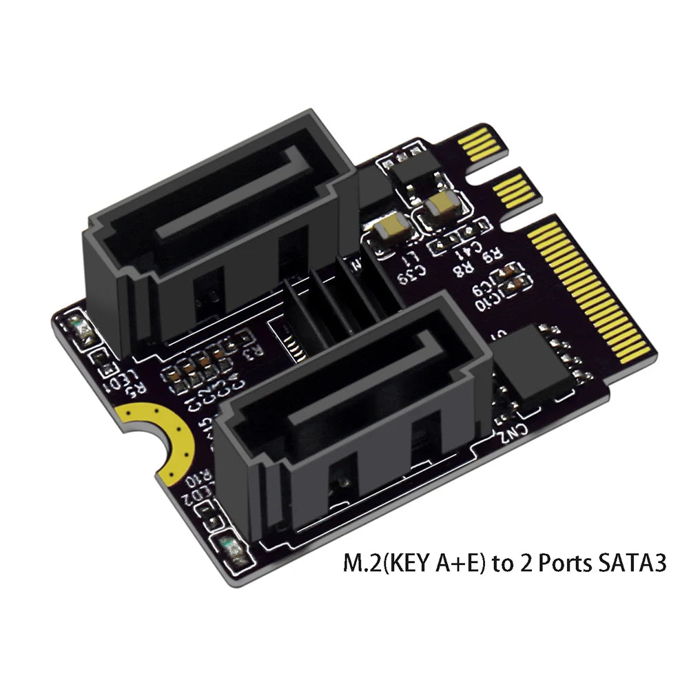 M.2 A+E Key to Dual SATA 3.0 Adapter – JMB582 6Gbps Card SATA Expansion Card HIP Default Title