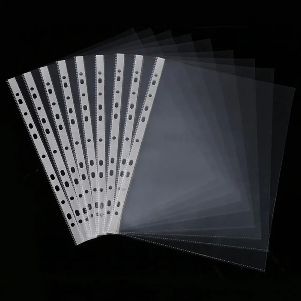 100-Pack A4 Transparent Loose-Leaf File Pockets – 11 Holes Loose-Leaf File Pockets HIP 2c