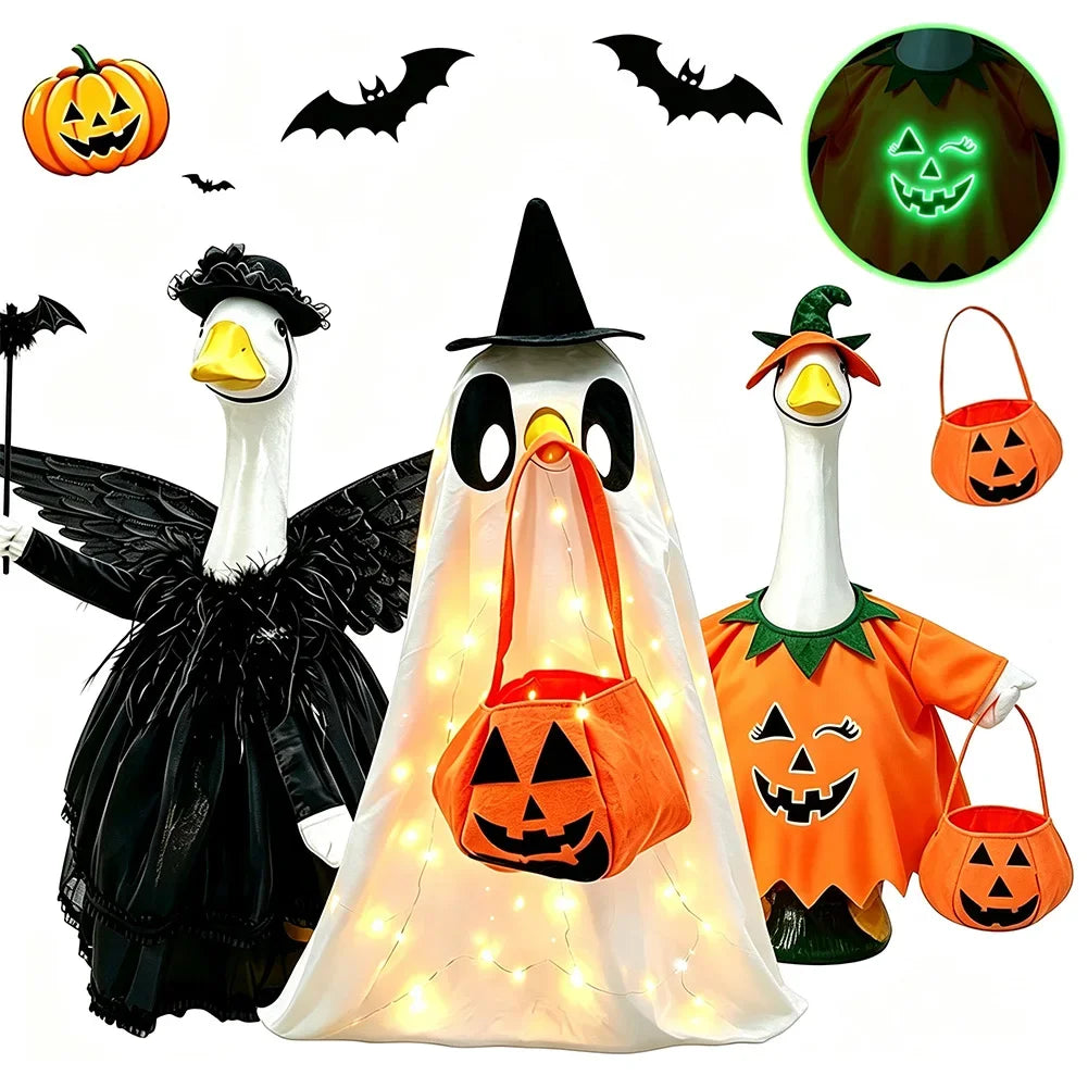 Halloween Luminous White Ghost Porch Goose Costume Pumpkin Ghost Wizard Costume Set Indoor Outdoor Haunted House Halloween Decor HIP